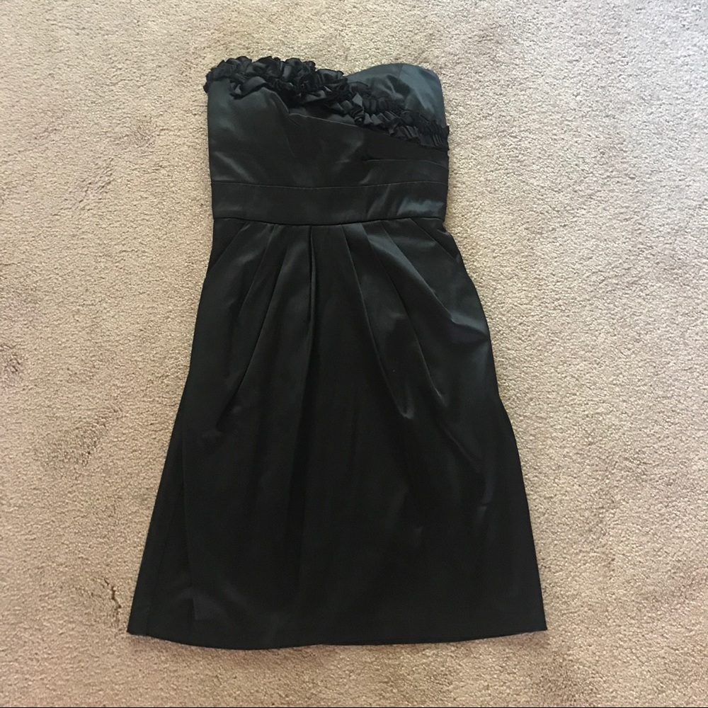 Strapless Black Ruffle Homecoming Dress